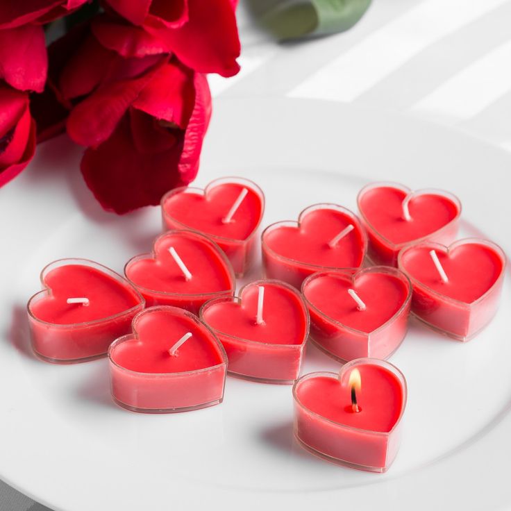 Red Heart Shaped Unscented Tea Light Candle