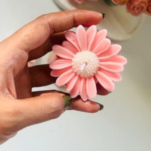 Pink Daizy Flower Wax Candle
