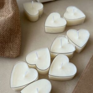 Heart Shaped White Unscented Tea Light Candle